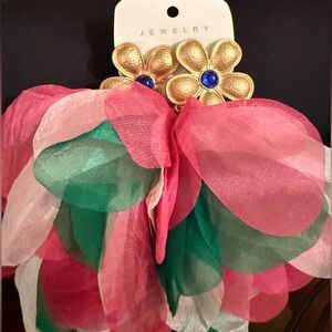 Elegant Gold and Pink Floral Earrings